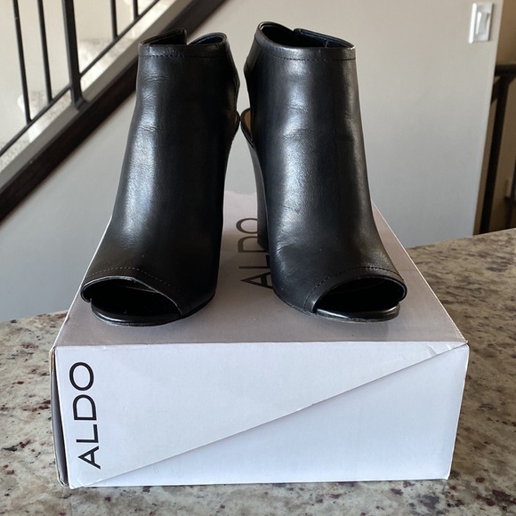 Aldo black leather heels womens 7 - Picture 2 of 4